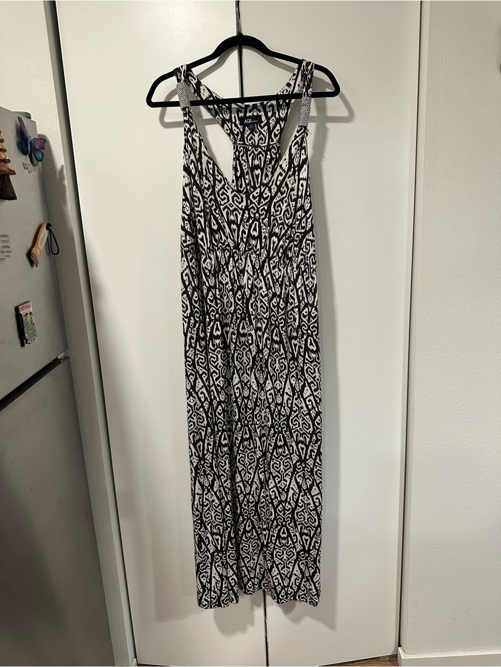 Brown & White Patterned Sleeveless Maxi Dress 3x by AGB Woman